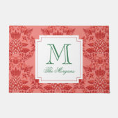 Feestelijke Kerstmis Ananas Ornamenten Monogram Deurmat (Voorkant)