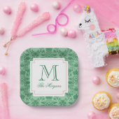 Feestelijke Kerstmis Ananas Ornamenten Monogram Papieren Bordje (Feest)