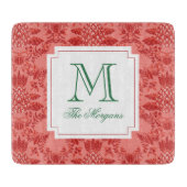 Feestelijke Kerstmis Ananas Ornamenten Monogram Snijplank (Voorkant)