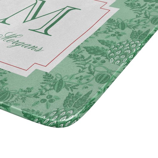 Feestelijke Kerstmis Ananas Ornamenten Monogram Snijplank (Hoek)