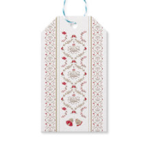 Feestelijke Kerstmis Bloemen Damask | Rood Beige