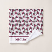 Feestelijke Kerstmis Bloemen Poinsettia Monogram Bad Handdoek (Wasdoekje)