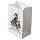 Feestelijke Kerstmis Boek Liefhebber Medium Cadeauzakje (Voorkant Gekanteld)