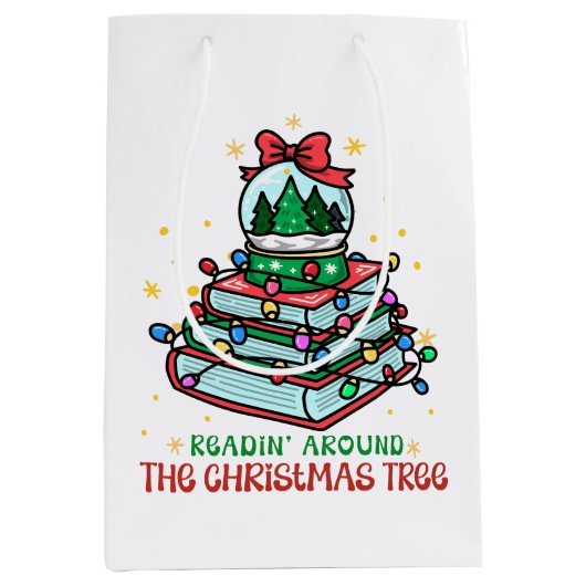 Feestelijke Kerstmis Boek Liefhebber Medium Cadeauzakje (Voorkant)