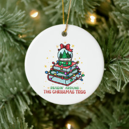 Feestelijke Kerstmis Boekliefhebber Keramisch Ornament