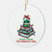 Feestelijke Kerstmis Boekliefhebber Keramisch Ornament (Links)