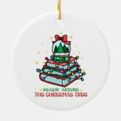 Feestelijke Kerstmis Boekliefhebber Keramisch Ornament (Achterkant)