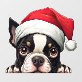 Feestelijke Kerstmis Boston Terrier Window Cling Raamsticker (Vel)