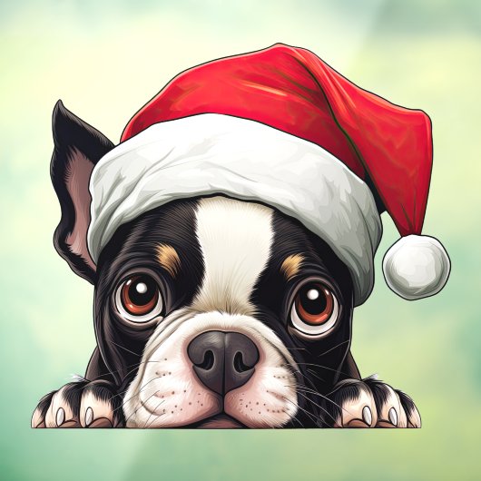 Feestelijke Kerstmis Boston Terrier Window Cling Raamsticker (Vel 3)
