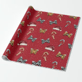 Feestelijke Kerstmis Candy Cane & Santa Hat Wrappi Cadeaupapier (Uitgerold)