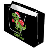 Feestelijke Kerstmis Dinosaurus  Groot Cadeauzakje (Voorkant Gekanteld)