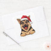 Feestelijke Kerstmis Duitse Herder Vierkante Sticker (Envelop)