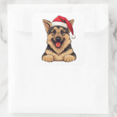 Feestelijke Kerstmis Duitse Herder Vierkante Sticker (Tas)