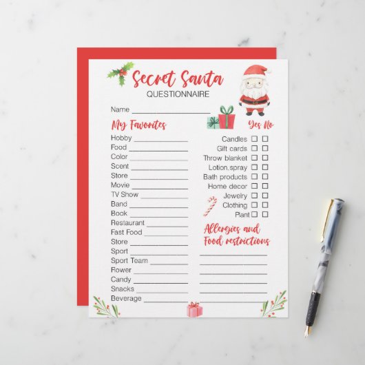 Feestelijke Kerstmis Geheim Santa Vakantie (Voorkant / Achterkant in situ)