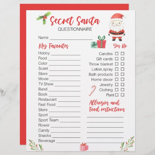 Feestelijke Kerstmis Geheim Santa Vakantie (Voorkant / Achterkant)