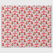 Feestelijke Kerstmis Gnomen Roze Cadeaupapier (Vlak)