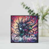 Feestelijke Kerstmis Goth in Lintjes Ijs Kristalle Feestdagenkaart (Staand voorkant)