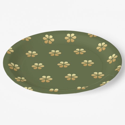 Feestelijke Kerstmis Groen & Gouden Daisy Papieren Bordje (Gekanteld)