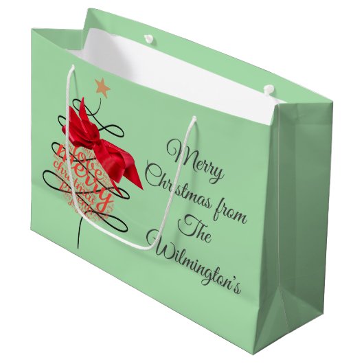 Feestelijke kerstmis groot cadeauzakje (Voorkant Gekanteld)