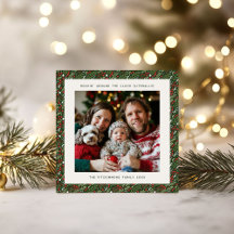 Feestelijke Kerstmis Hulstblad Gevouwen Kerstkaart