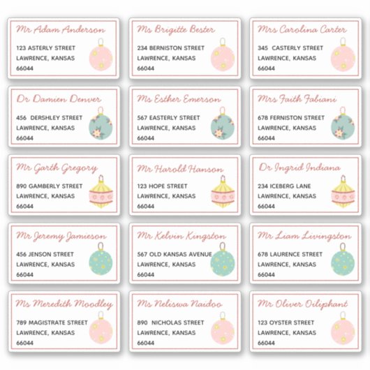 Feestelijke Kerstmis Individuele Naam Verzendadres Sticker (Voorkant)