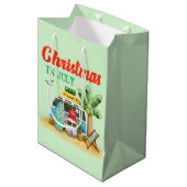 Feestelijke Kerstmis Juli strand Santa gnome Medium Cadeauzakje (Voorkant Gekanteld)