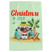 Feestelijke Kerstmis Juli strand Santa gnome Medium Cadeauzakje (Voorkant)