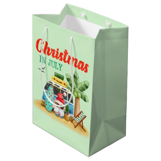 Feestelijke Kerstmis Juli strand Santa gnome Medium Cadeauzakje (Achterkant Gekanteld)