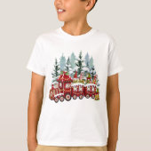 Feestelijke Kerstmis kabouter trein T-shirt (Voorkant)