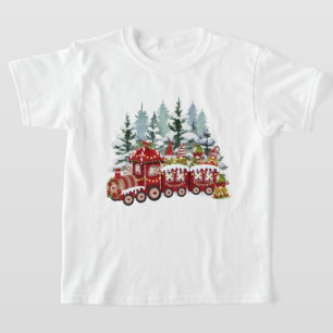 Feestelijke Kerstmis kabouter trein T-shirt