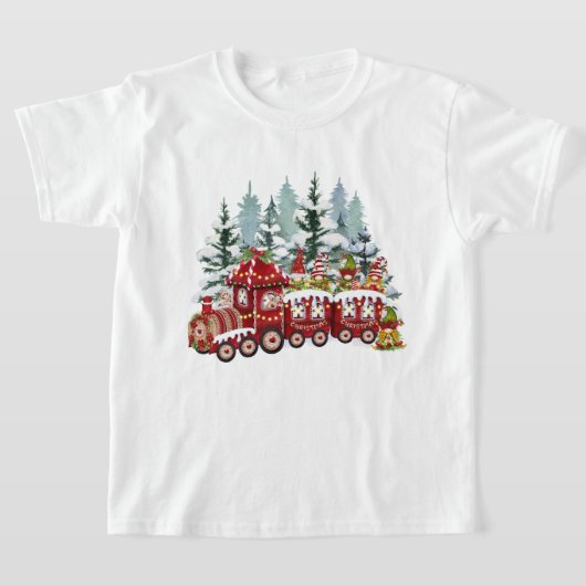 Feestelijke Kerstmis kabouter trein T-shirt (Laagn)
