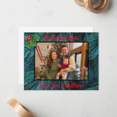 Feestelijke Kerstmis klassieke rustieke holly blad Notitiekaartje (Voorkant / Achterkant in situ)