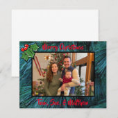 Feestelijke Kerstmis klassieke rustieke holly blad Notitiekaartje (Voorkant / Achterkant)