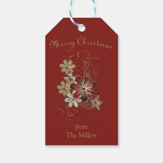 Feestelijke Kerstmis Laurier Cadeaulabel (Voorkant)