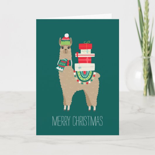 Feestelijke Kerstmis Llama Custom Foto Feestdagen Kaart (Voorkant)