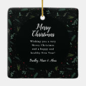 feestelijke kerstmis met bladeren van het pic Squa Keramisch Ornament (Achterkant)