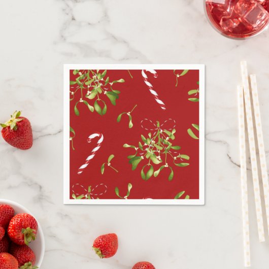 Feestelijke Kerstmis Mistletoe Holiday Greenery Servet (Insitu)