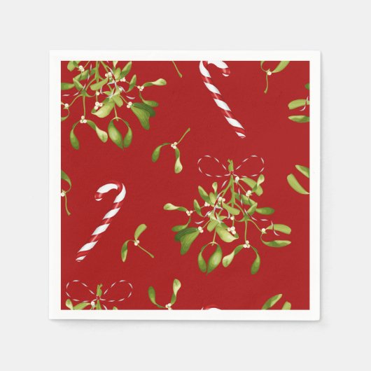 Feestelijke Kerstmis Mistletoe Holiday Greenery Servet (Voorkant)