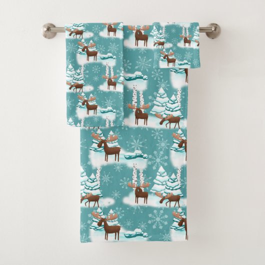 Feestelijke Kerstmis Moose patroon handdoek set (Insitu)