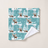 Feestelijke Kerstmis Moose patroon handdoek set (Wasdoekje)