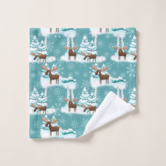 Feestelijke Kerstmis Moose patroon handdoek set (Wasdoekje)