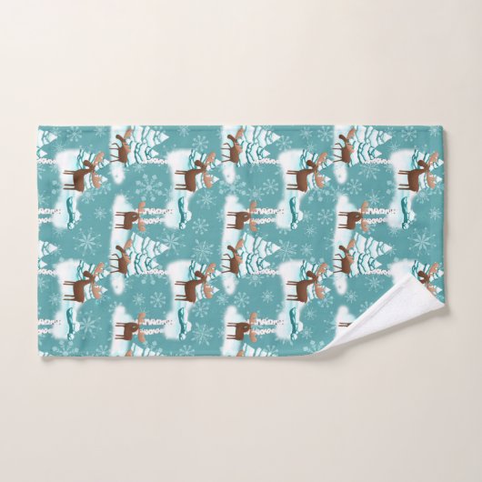 Feestelijke Kerstmis Moose patroon handdoek set (Handdoek)