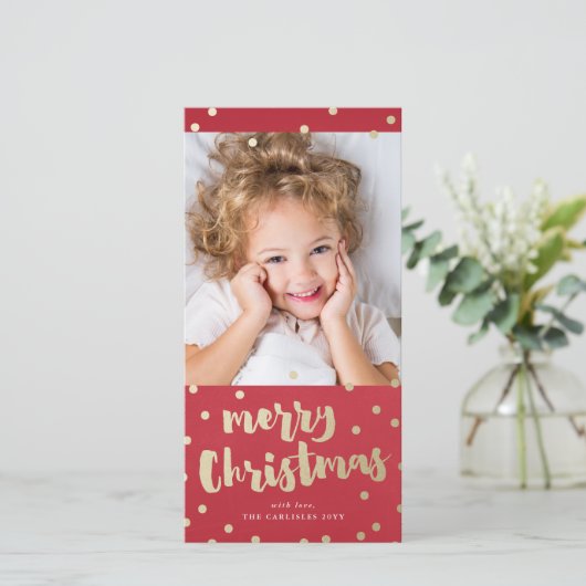 Feestelijke Kerstmis nepfolie fotokaart Feestdagenkaart (Staand voorkant)