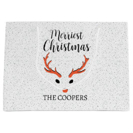 Feestelijke Kerstmis Rendier Sneeuwval Witte Vakan Groot Cadeauzakje