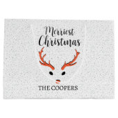 Feestelijke Kerstmis Rendier Sneeuwval Witte Vakan Groot Cadeauzakje (Achterkant)