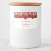 Feestelijke Kerstmis Rode Groene Poinsettias Voedselcontainer Etiket (Voorkant)