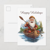 Feestelijke Kerstmis Santa kanoën tekst toevoegen Feestdagenkaart (Voorkant / Achterkant)