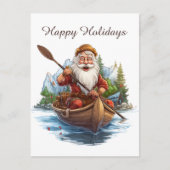 Feestelijke Kerstmis Santa kanoën tekst toevoegen Feestdagenkaart (Voorkant)