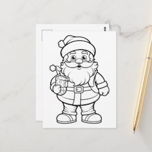 Feestelijke Kerstmis Santa kinder kleuren Briefkaart