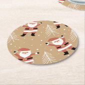 Feestelijke Kerstmis Santa Snowy Viering Ronde Kartonnen Onderzetter (Gebogen)